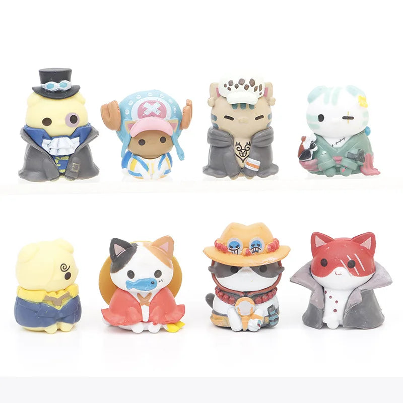 One Piece Cat Figures 8 Piece Set