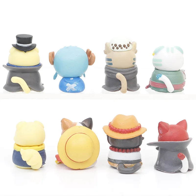 One Piece Cat Figures 8 Piece Set