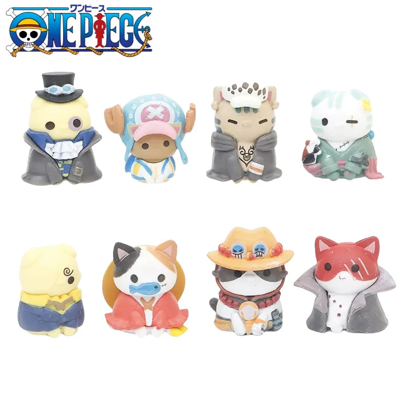 One Piece Cat Figures 8 Piece Set